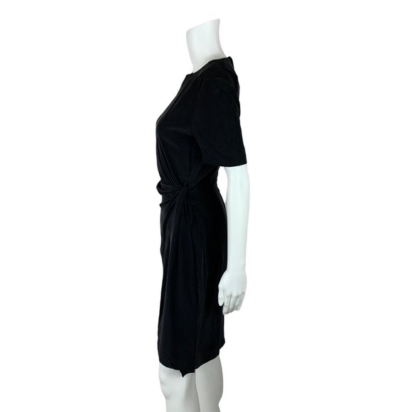 Vintage 1990s Black Silk Dress Wrap Style Timeless Ann Taylor | W 27" - Picture 7 of 11